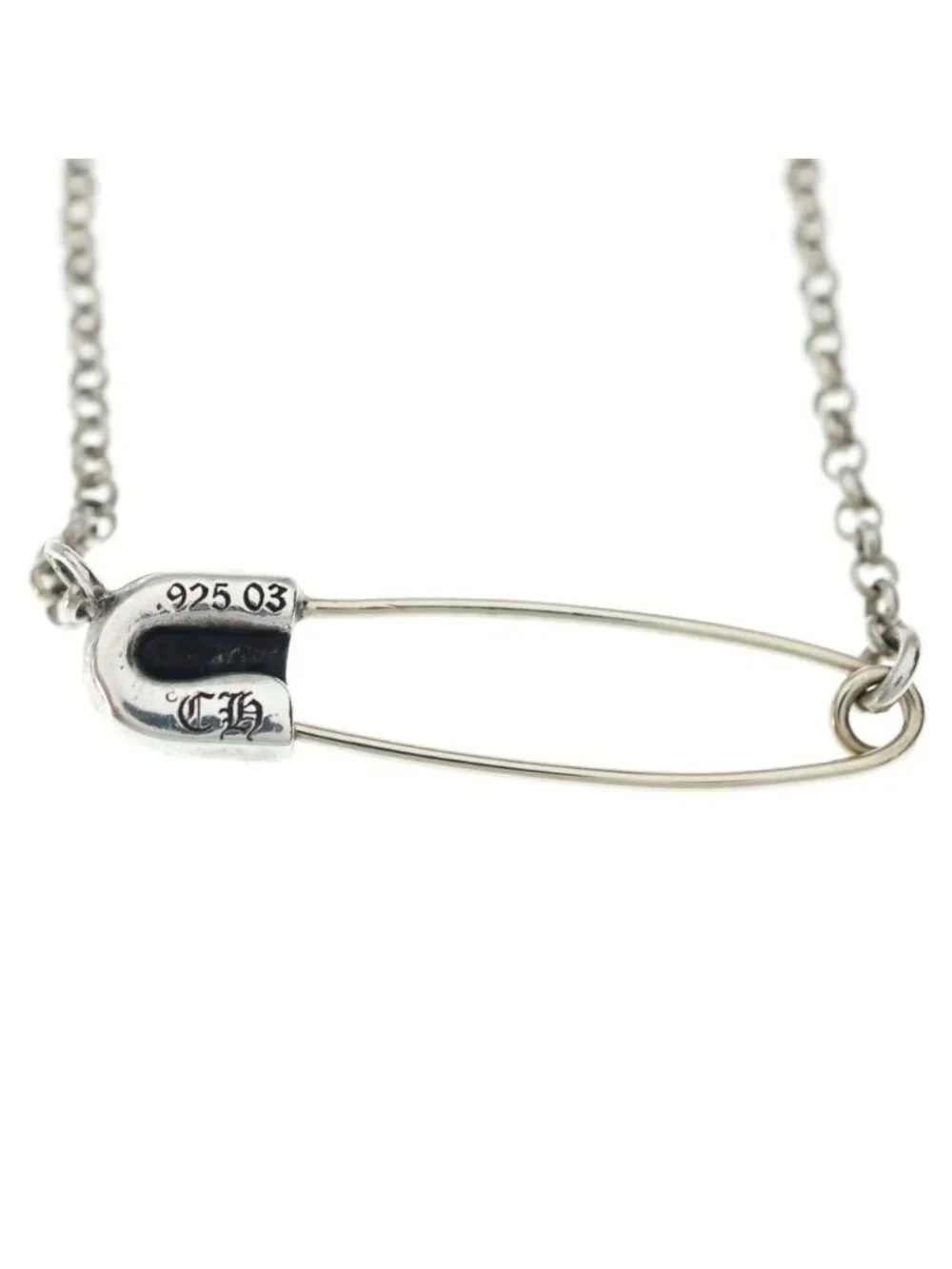 Chrome Hearts Safety Pin Roll Chain Silver Necklace
